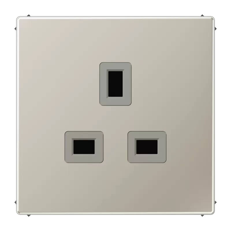 Jung Steckdose, 13 A 250 V ~, Schraubklemmen BS 1363-1, 4 mm2, ohne Krallen, integrierter erhöhter Berührungsschutz, Serie LS, Edelstahl ES3521