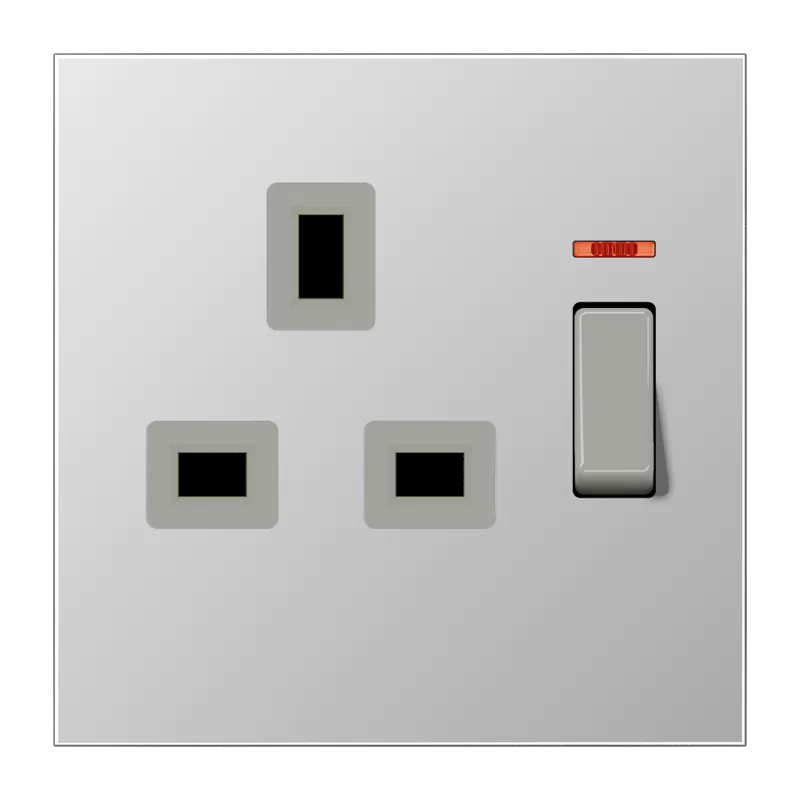 Jung Abschaltbare Steckdose mit Kontrollschalter British Standard, 13 A 250 V ~, Schraubklemmen BS 1363-1, 4 mm2, ohne Krallen, mit Funktionsanzeige, integ AL3171KO