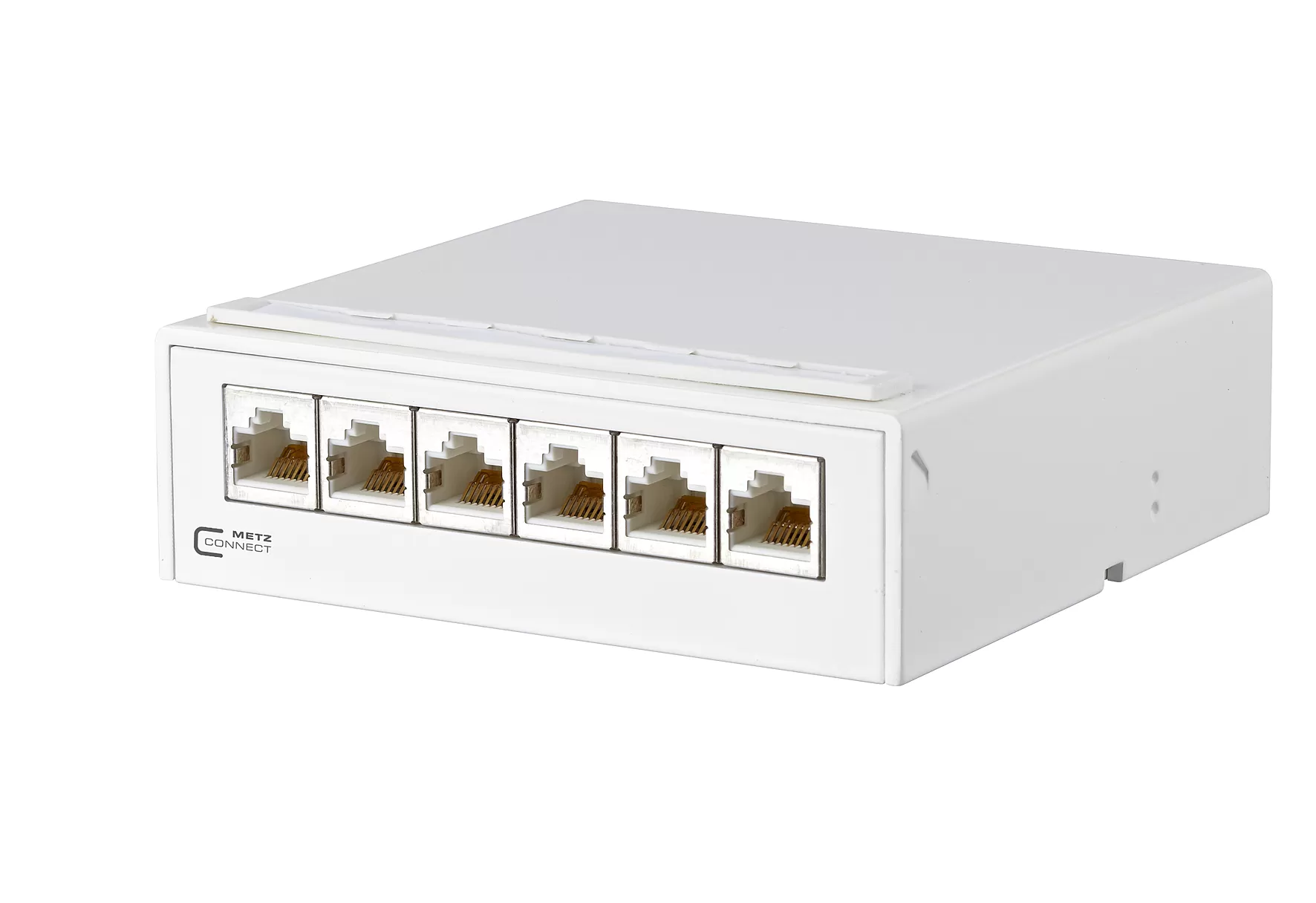 Metz Connect E-DAT C6A 6 Port Aufputzgehäuse reinweiß 130862-21C-E
