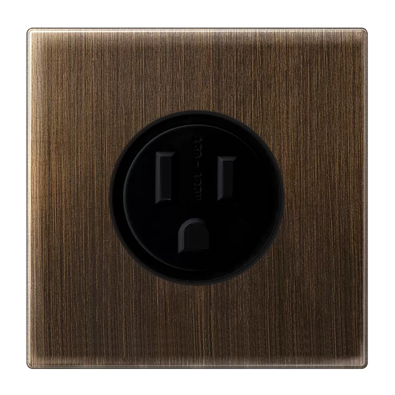 Jung Steckdose US-Norm NEMA, 15 A 125 V ~, Schraubklemmen, Messing, Serie LS, Messing antik ME2521-15AT