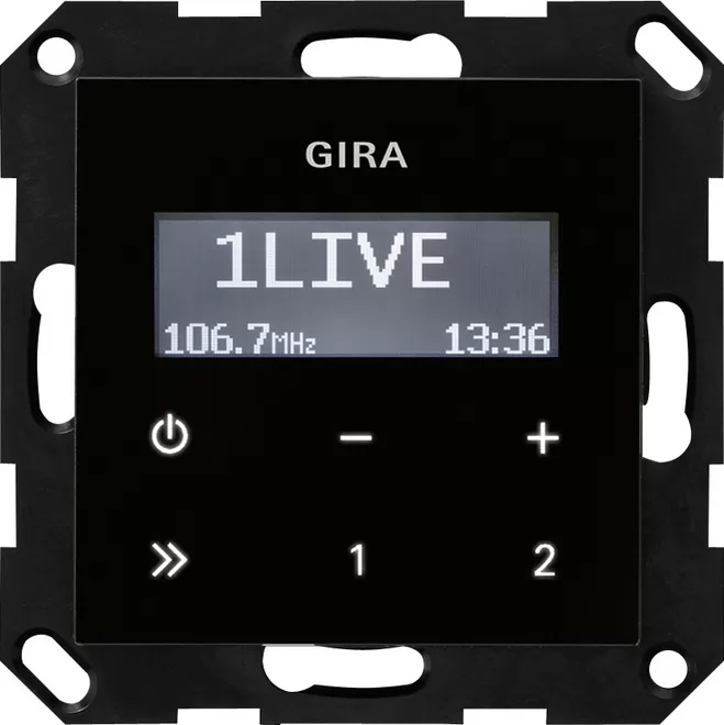 Gira UP-Radio RDS o.Lautsprecher System 55 Schwarzglasoptik 228405