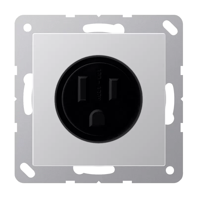 Jung Steckdose US-Norm NEMA, 15 A 125 V ~, Schraubklemmen, Thermoplast lackiert, Serie A, aluminium A521-15AL