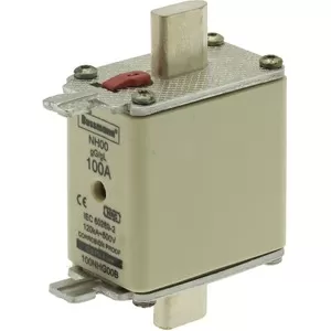 Eaton Sicherungseinsatz, Niederspannung, 100 A, AC 500 V, 120 kA, NH00, gL/gG, IEC, Doppelkennmelder, spannungsführende Grifflasche 100NHG00B