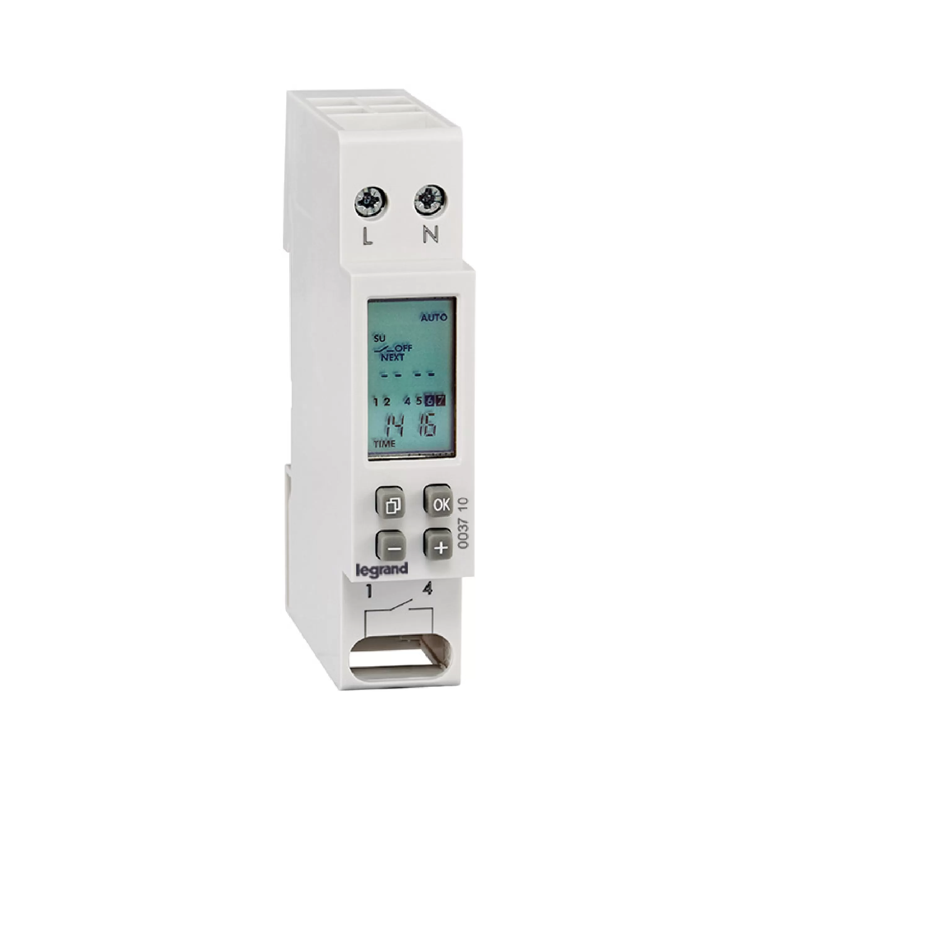 Legrand MicroRex D11 Basic, digitale Wochenzeitschaltuhr, 230 VAC, 1 Kanal, 1TE 003710