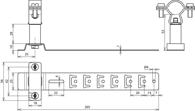 Dehn Dachleitungshalter für HVI-Leitung D 20-23mm mit Strebe L 205mm NIRO 202829