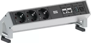 Bachmann DESK2 3xCEE7/3 2xCAT6A 1xHDMI 1xUSB 0,2m GST18 Inox 902.502