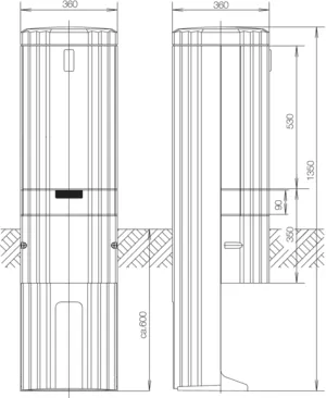 Hager Verteilersäule Baureihe 135 rund, leer ZAL135A