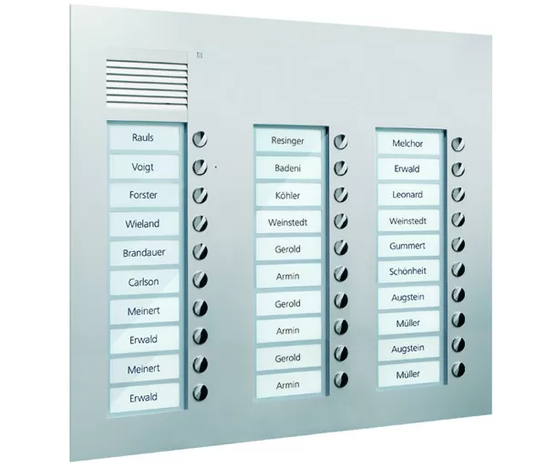 TCS Audio Außenstation Serie PUK 30 Klingeltasten (rechtsbündig), 3-spaltig, UP silber PUK30/3-EN