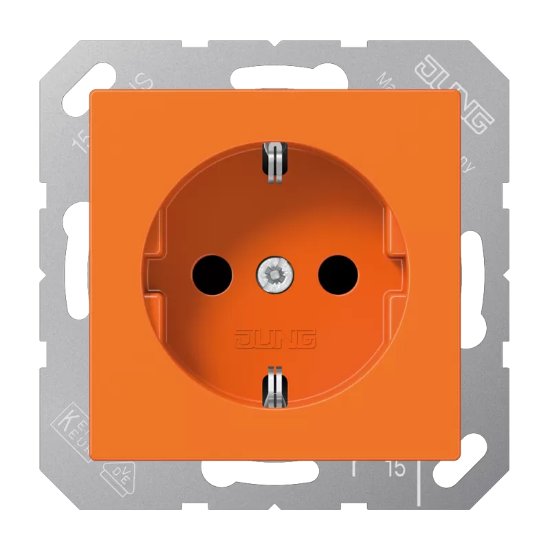 Jung SCHUKO Steckdose, 16 A 250 V ~, integrierter erhöhter Berührungsschutz, Thermoplast, Serie AS/A, orange (für ZSV) A1520BFKIO