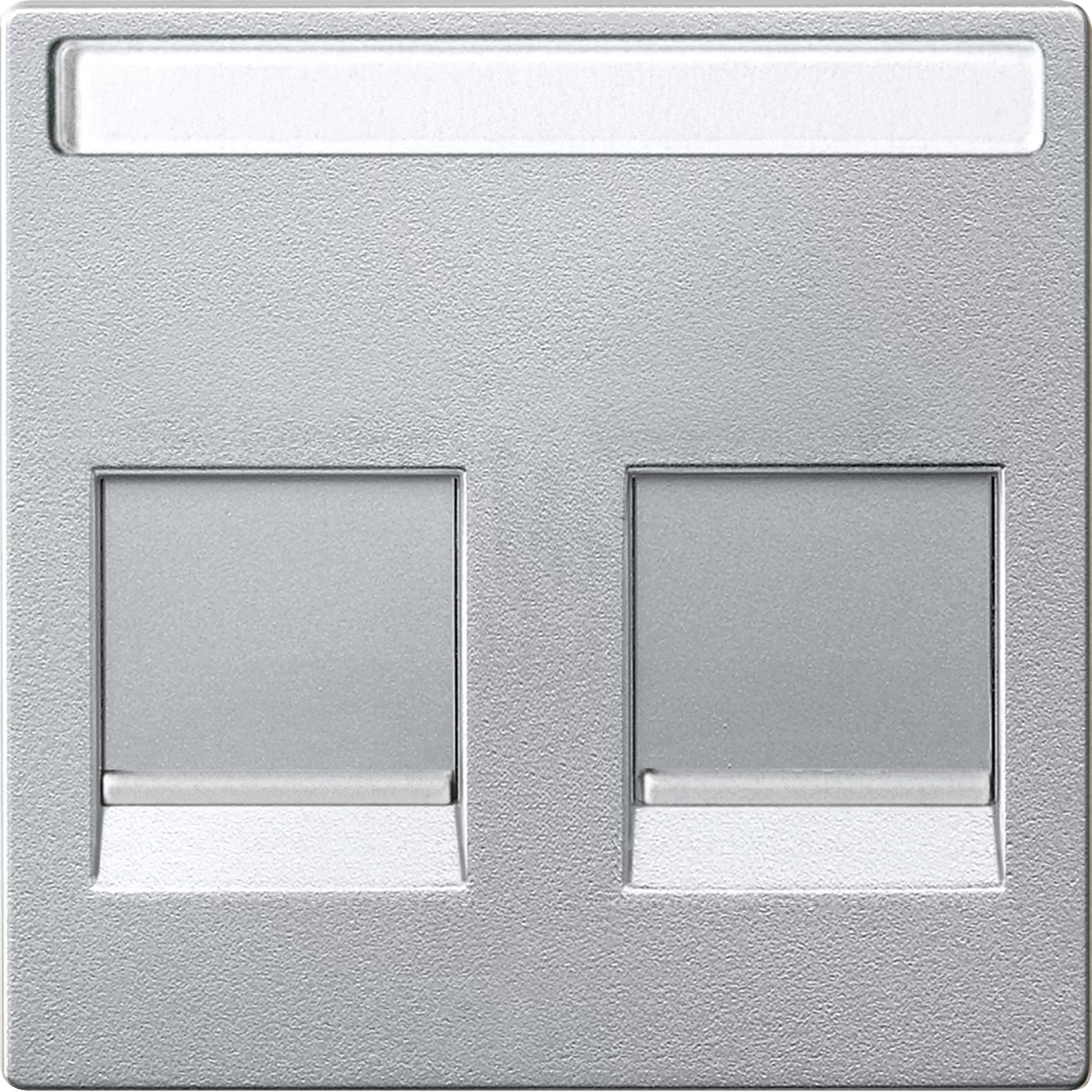 Merten Zentralplatte für Modular Jack 2fach mit Schriftfeld und Staubschutzschieber, aluminium, System M MEG4564-0460