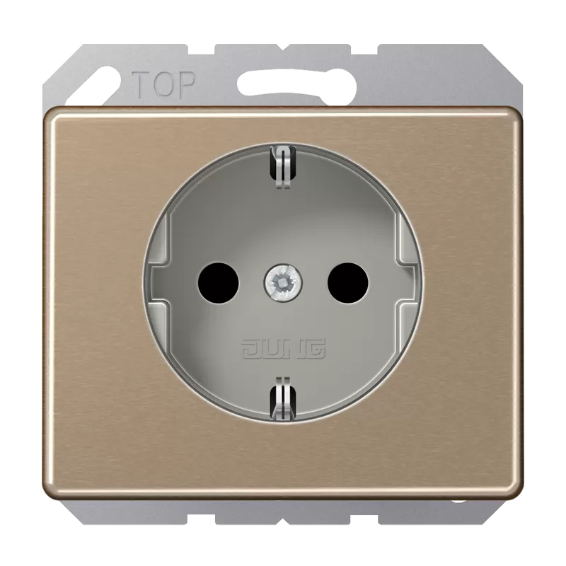 Jung SCHUKO Steckdose, 16 A 250 V ~, integrierter erhöhter Berührungsschutz, Aluminium lackiert, Serie SL, gold-bronze SL520KIGB