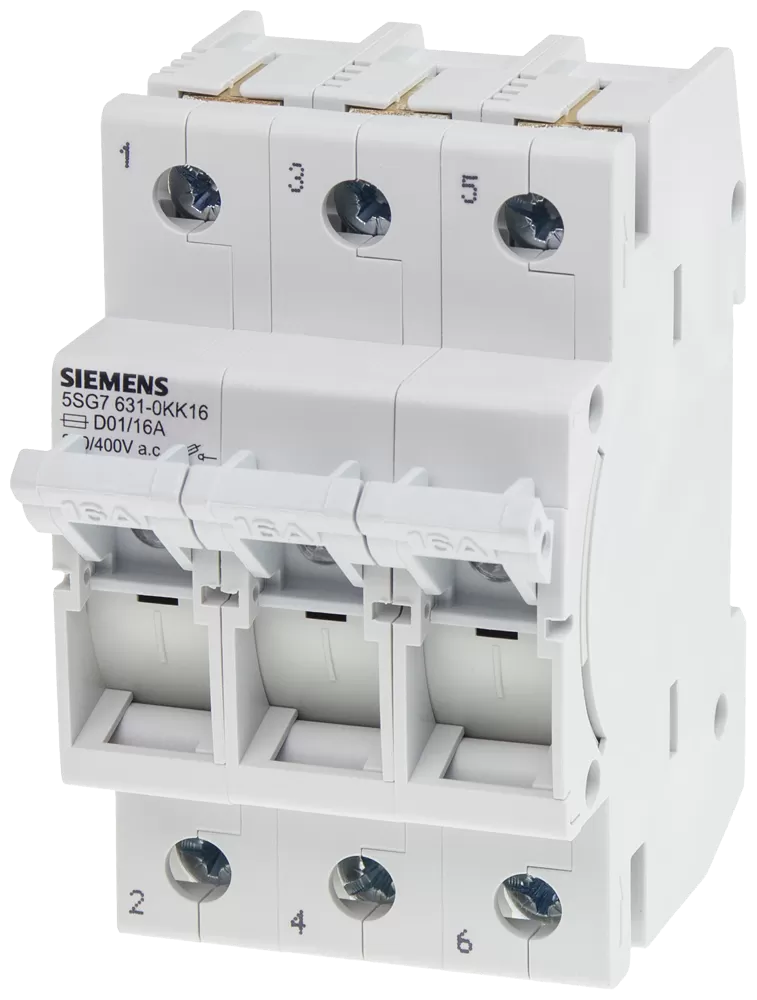 Siemens MINIZED, Sicherungslasttrennschalter, D01, 3-polig, In: 16 A, Un AC: 400 V 5SG76310KK16