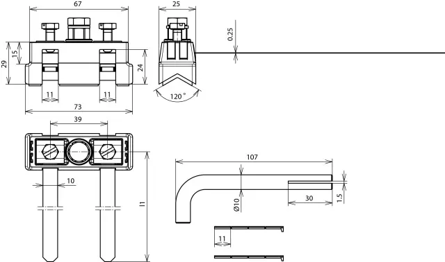 Dehn Bandrohrschelle f. Ex-Bereich D 6-27mm m. Anschlussschraube M8 Ms/gal Sn-NIRO 540821