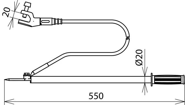 Dehn Entladevorrichtung m. Tast-Einhänge- spitze 1-pol. L 465mm m. Erdungsklemme 758020
