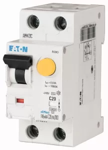 Eaton FI/LS Kombination, 20 A, 100 mA, LS-Charakteristik: D, 1p+N, FI-Charakteristik: A 170550