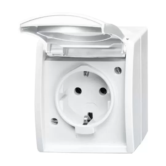 Busch-Jaeger 20 EWN-54 | SCHUKO® Steckdose mit Klappdeckel und Beschriftungsfeld