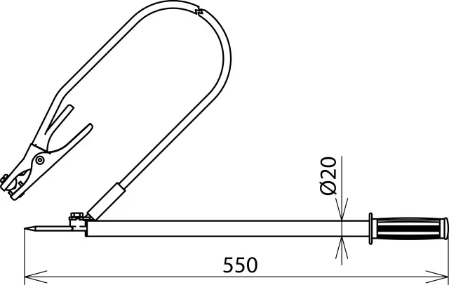 Dehn Entladevorrichtung m. Tast-Einhänge- spitze 1-pol. L 465mm m. Erdungszange 758021