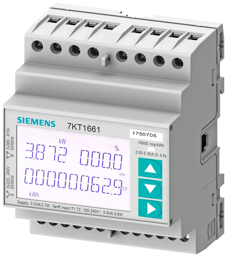 Siemens SENTRON Messgerät 7KT PAC1600, 3-phasig, 5 A, Hutschiene, S0 7KT1672