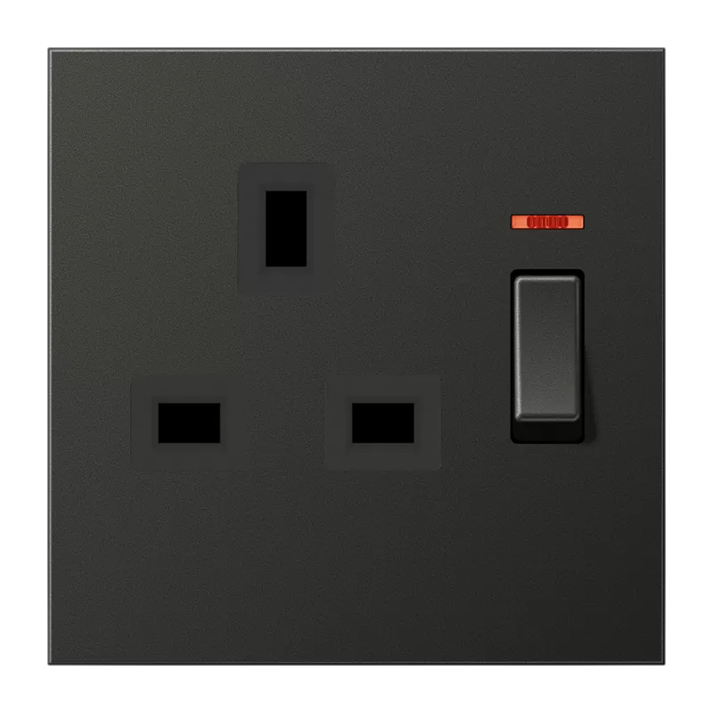Jung Abschaltbare Steckdose mit Kontrollschalter British Standard, 13 A 250 V ~, Schraubklemmen BS 1363-1, 4 mm2, ohne Krallen, mit Funktionsanzeige, integ AL3171KOAN