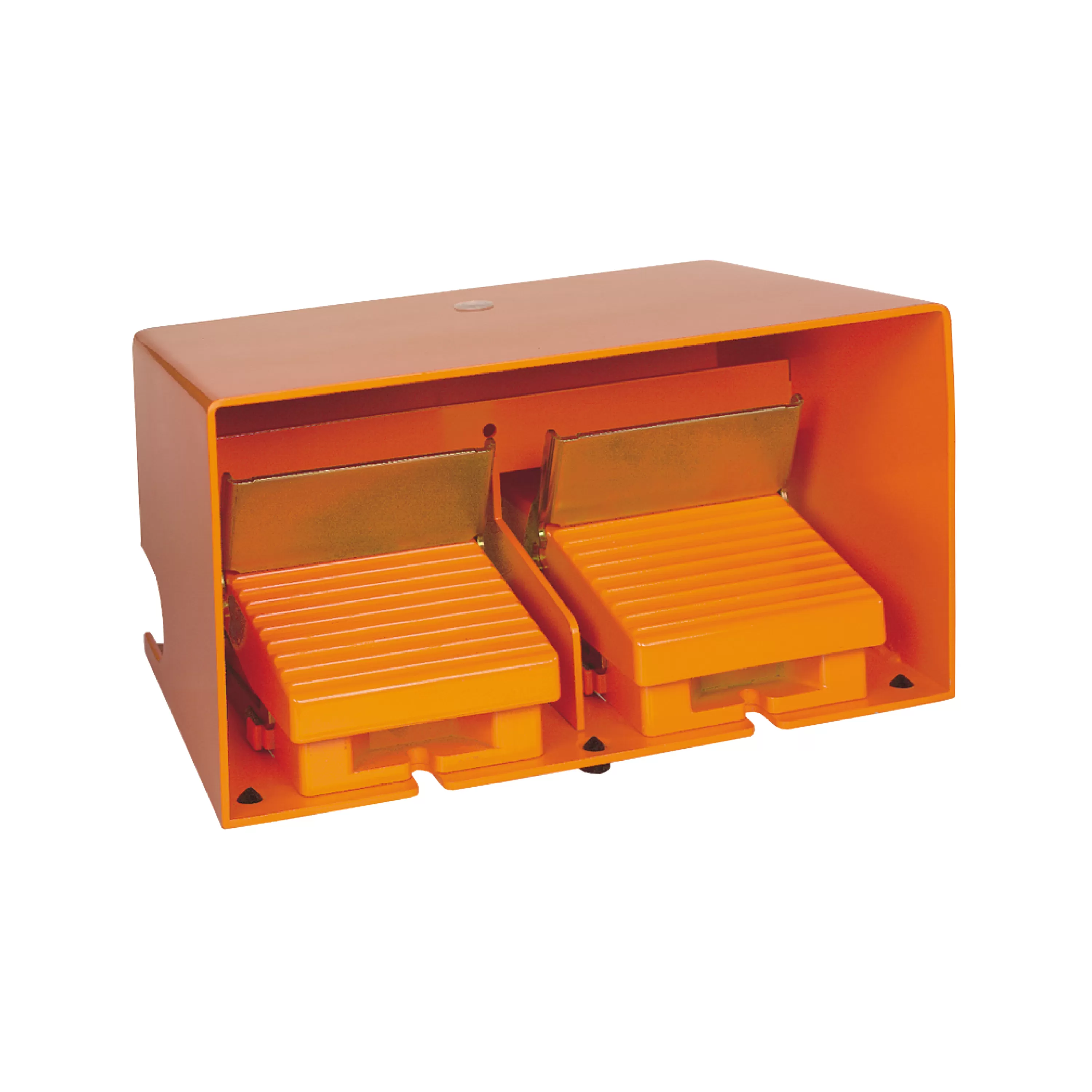 Schneider Electric Fußschalter, doppelt XPE-R, m. Schutzhaube, Metallausf., orange, 2Ö+2S XPER5100D