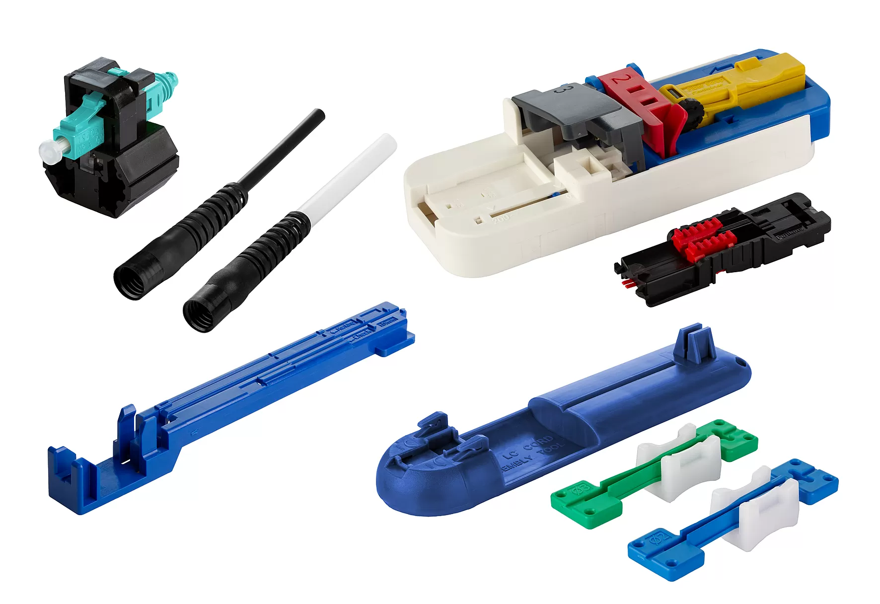 Metz Connect OpDAT FAST  Steckerbausatz LC PC OM3/OM4 20 Stück für Kabel Ø 2,0 + 3,0 mm inkl. Cleaver-Set, Faser-Guide und Kabelassemblierungsset 1509MKJO002C-F