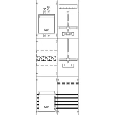 Striebel & John KA4242 Mess- und Wandlerfeld H5/B2 vorverdrahtet mit Zählerkreuz KA4242