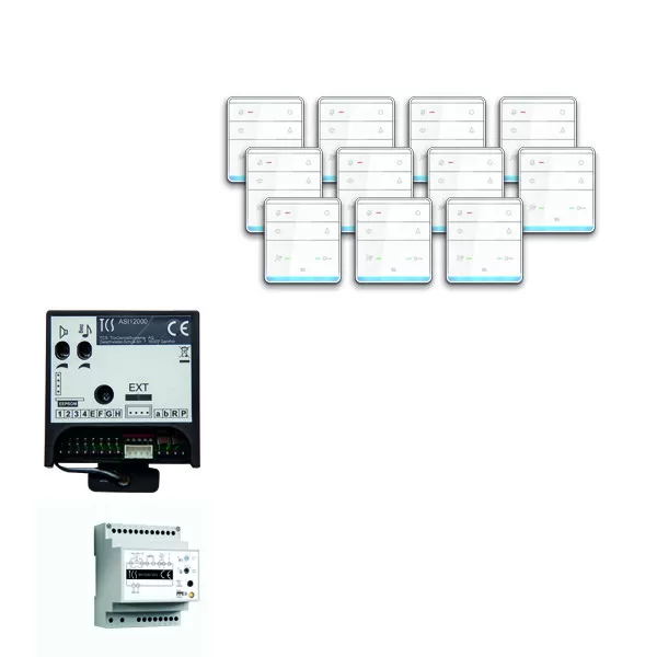 TCS audio:pack Einbau für 11 Wohneinheiten, mit Einbaulautsprecher ASI12000 + 11x Freisprecher ISW5010 + Steuergerät BVS20 PPIF11/01