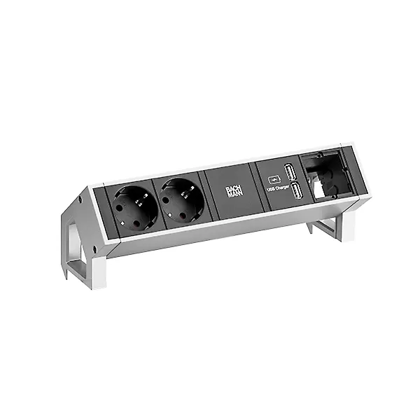 Bachmann DESK2 2xCEE7/3 1xUSB Charger 1xCM,0,2m GST18 INOX 902.428