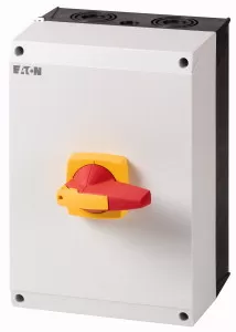 Eaton Lasttrennschalter, DMM, 125 A, 4-polig, NOT-AUS-Funktion, mit rotem Drehgriff und gelbem Sperrkranz, im CI-K5-Gehäuse 172854