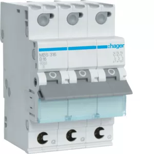 Hager LS-Schalter 3polig 6kA B-16A 3M QC MBS316