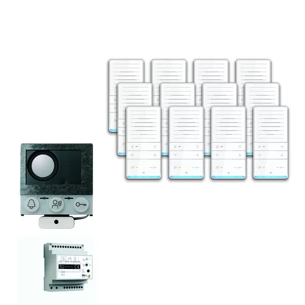 TCS audio:pack Einbau für 12 Wohneinheiten, mit Einbaulautsprecher ASI12000 + 12x Freisprecher ISW5031 + Steuergerät BVS20 PAIF120/002
