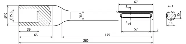 Dehn Hammereinsatz für Rohrerder D25mm L260mm Ausführung Fabrikat SDS-max 648009