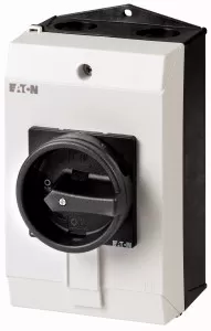 Eaton Hauptschalter, P1, 32 A, Aufbau, 3-polig, HALT-Funktion, mit schwarzem Drehgriff und Sperrkranz, abschließbar in 0-Stellung 207315