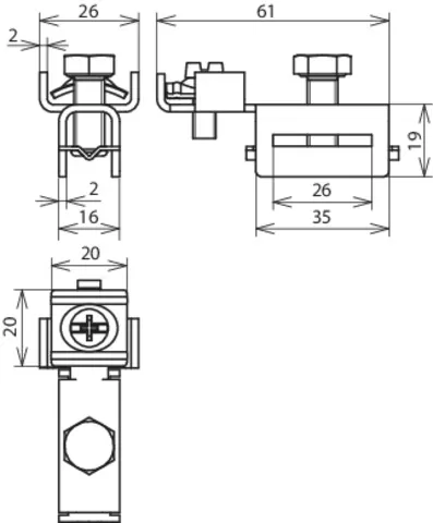 Dehn Spannkopf NIRO f. Spannband 25x0,3mm m. Anschlussklemme 2 x 4-25mm² 540900
