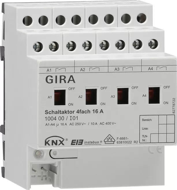 Gira Schaltaktor 4f 16 A Hand KNX REG 100400