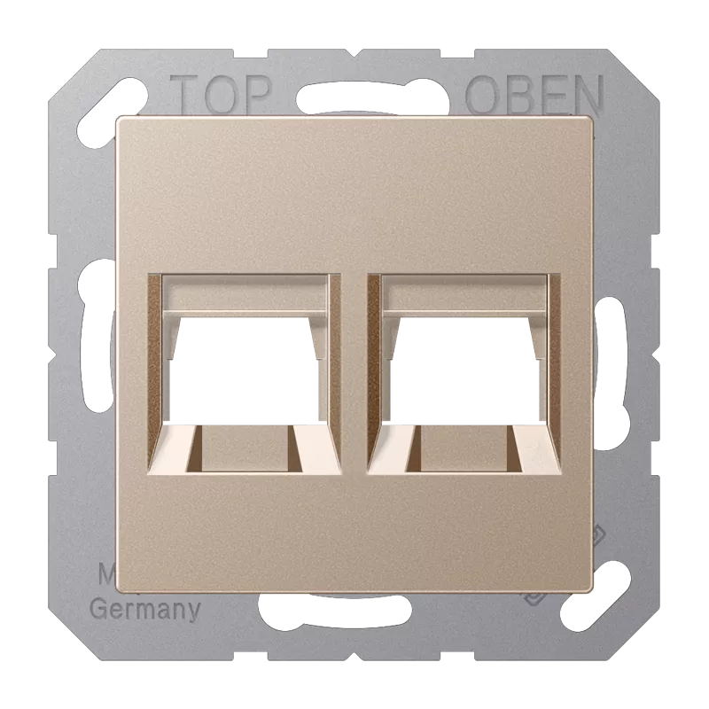 Jung Abdeckung (gerastet) für Modular-Jack-Steckbuchsen 2fach, UMA-CAT6A, RADIALL, Panduit, Assmann, Thermoplast lackiert, Serie AS/A, champagner A1569-2WECH