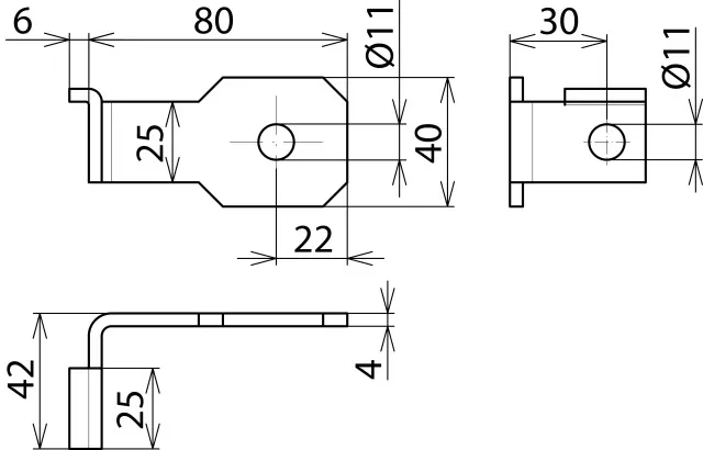 Dehn Anschlussbügel IF1 abgewinkelt Bohrdurchmesser d1 11 mm 923311