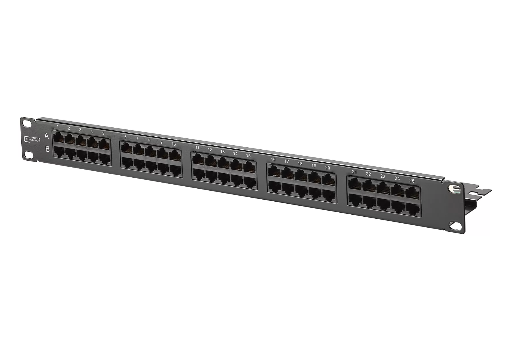 Metz Connect UAE 50x8(4) Cat.3 Patchfeld, Stahlblech schwarz 130886-0203-E