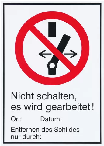 Dehn WuH-Schild  Nicht schalten. Es wird ge- arbeitet  Werkstoff: Magnetfolie Ersatz für Art.Nr. 700025 700054