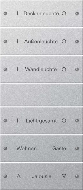 Gira Wippenset 6f (3+3) beschr. System 55 F Alu(lack.) 220626