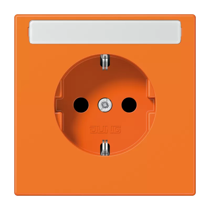 Jung SCHUKO Steckdose, 16 A 250 V ~, mit Schriftfeld, integrierter erhöhter Berührungsschutz, Thermoplast, Serie LS, orange (für ZSV) LS1520BFKINAO