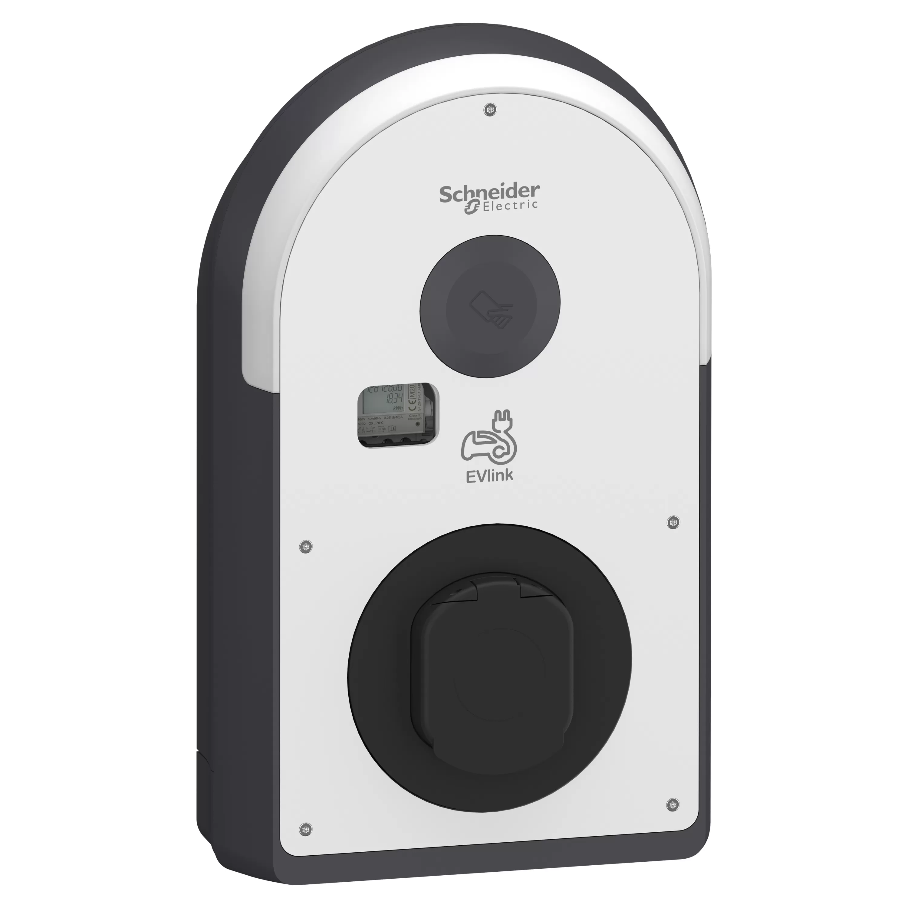 Schneider Electric Pro AC Wallbox, 22kW, T2S Steckdose, FI B-EV, IP55, IK10, NFC/RFID Reader, ERK EVB3I22N40MB