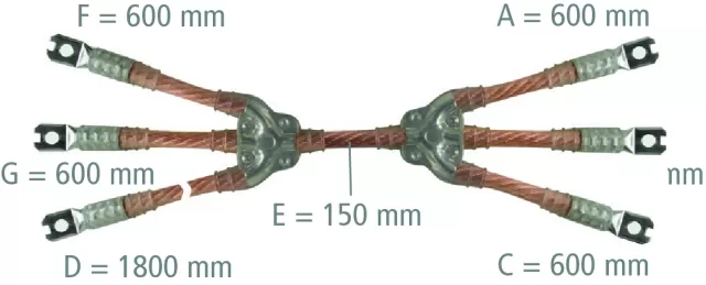 Dehn Erdungs- und Kurzschließseil 5-polig 35mm² mit aufgepressten Kabelschuhen V76D5TH