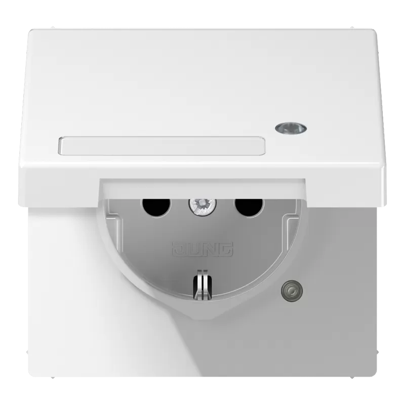 Jung SCHUKO Steckdose, 16 A 250 V ~, ohne Krallen, mit Funktionsanzeige, mit Schriftfeld, integrierter erhöhter Berührungsschutz, Klappdeckel, Thermoplast, LS1520NAKLKOWW