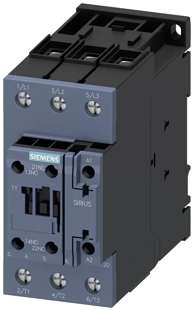 Siemens Schütz, AC-3e, 65 A/30 kW/400V, 3-polig, AC/DC 20-33V, 1S+1Ö, Schraubanschluss 3RT20371NB301AA0