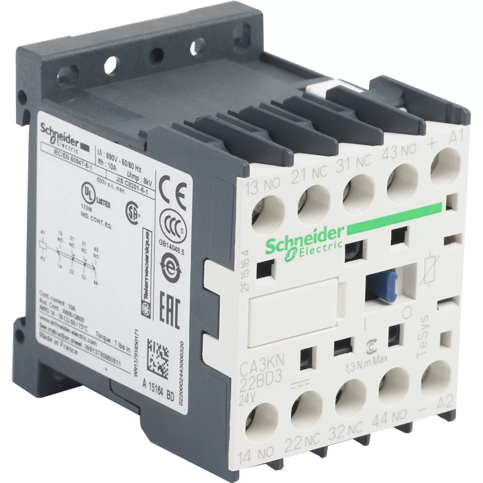 Schneider Electric Hilfsschütz, 2S+2Ö, 24V DC mit Diode CA3KN22BD3