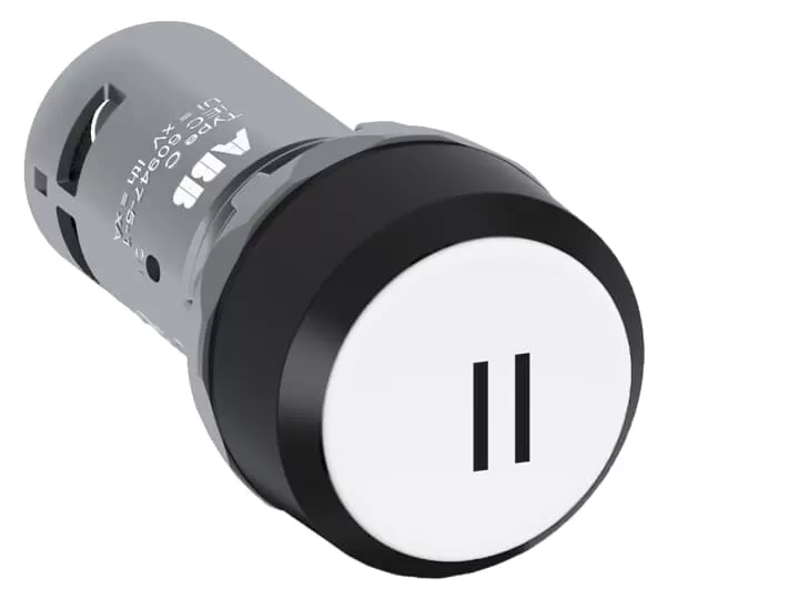 ABB Drucktaste, flach, tastend, weisse Taste mit schwarzer II, 1 Schliesser-Kontakt 1SFA619120R1015