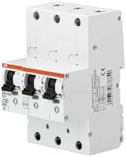 ABB S751/3DR-E 20 sel. Haupt-LS SHU E-Char.,25kA,20A,3x1P 2CDH781001R2202