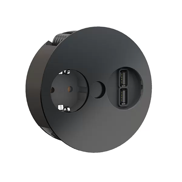 Bachmann TWIST 1xCEE7/3 1xUSB Charger Strom 2,0m AEH,RAL9005 30GE 931.131