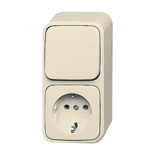 Busch-Jaeger 2601/6/2300 EAP | Kombination SCHUKO® Steckdose, mit Wippschalter Aus- und Wechselschaltung